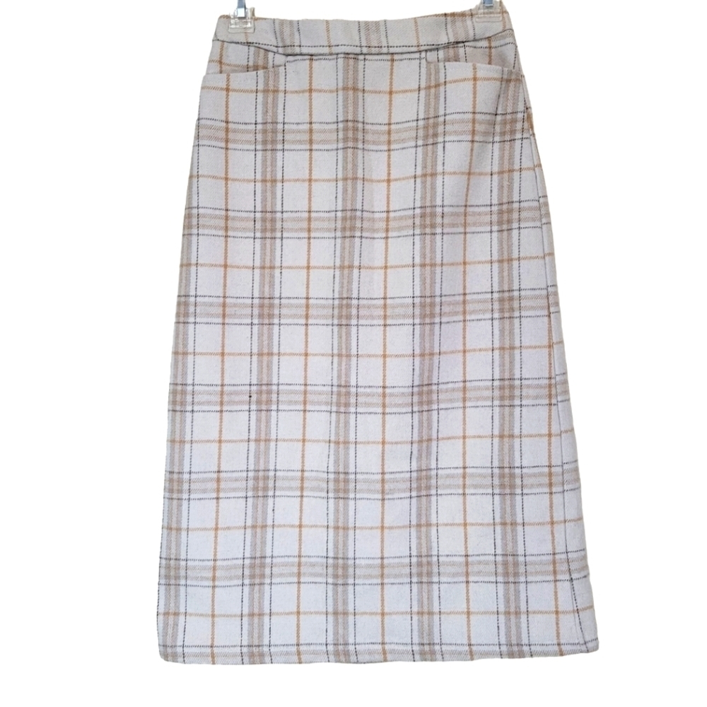 Vintage Wool Pencil Maxi Skirt With Pockets by Elig Sz Small